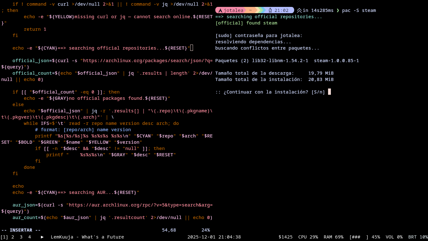vim + pac script