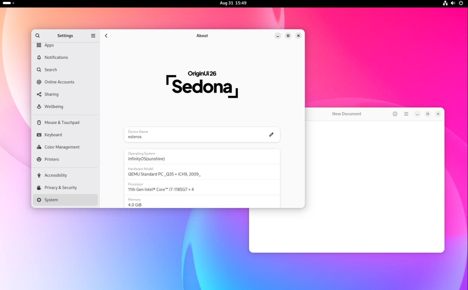 infinityOS screenshot 1
